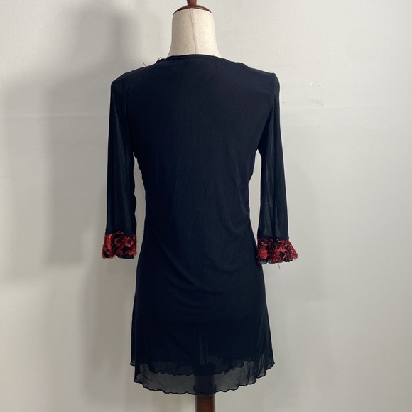 Pretty Angel Punk Goth Halloween Witchy Lace Top Red/Black Size Large - Picture 4 of 9